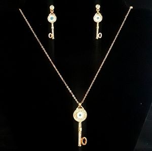 SHINING RHINESTONE KEY INLAID JEWERLY SET